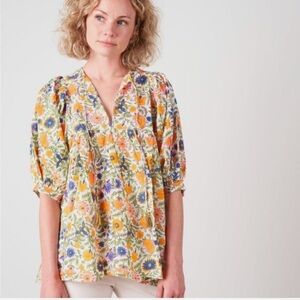 Mille Thalia Floral Puff Sleeve Blouse Top in Wildflower Size S
